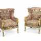A PAIR OF NORTH EUROPEAN PAINTED AND PARCEL-GILT ARMCHAIRS - фото 1