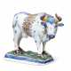 A DUTCH DELFT POLYCHROME MODEL OF A STANDING COW - фото 1