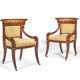 A PAIR OF REGENCY GRAINED MAHOGANY AND PARCEL-GILT ARMCHAIRS - фото 1
