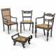 THREE ANGLO-INDIAN CANED CHAIRS AND SIMILAR FOOTSTOOL - Foto 1
