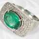 Ring: Vintage Brillant/Smaragd-Goldschmiedering mit großem Smaragd, Handarbeit, Smaragd ca. 3,6ct - Foto 1