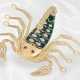 Sehr dekorative, hochfeine Emaille-Goldschmiedebrosche "Skorpion" mit reichem Diamantbesatz und Rubinaugen, russische vintage Goldschmiedearbeit - photo 1