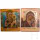 Zwei Ikonen - Gottesmutter von Smolensk und Gottesmutter von Kasan mit Perloklad-Auflage, Russland, 19. Jhdt. - Foto 1