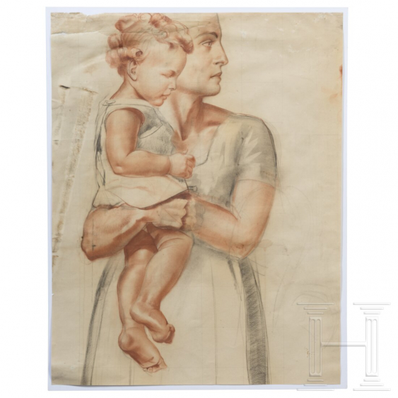 Karl Diebitsch großformatige Zeichnung