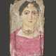 AN EGYPTIAN PAINTED WOOD MUMMY PORTRAIT OF A WOMAN - Foto 1