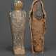 AN EGYPTIAN CORN MUMMY AND PAINTED WOOD COFFIN - photo 1