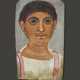 AN EGYPTIAN PAINTED WOOD MUMMY PORTRAIT OF A YOUNG MAN - photo 1