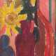 Zangs, Herbert (1924 Krefeld-2003 ebenda) "Sonnenblumen", Öl/ Karton, Frühwerk, sign. u.l., 46x21,5 cm, Rahmen (Er war ein deutscher Maler und Grafiker, studierte bei Ewald Mataré (Abendakt), Wilhelm Schmurr (Zeichenklasse), Otto Coeste… - Foto 1