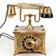 Analog-Telefon, Onyx-Marmor, mit Wählscheibe und Messingverzierungen, auf vier kleinen Tatzenfüßen, Gebrauchspuren, 18x13x26 cm - photo 1
