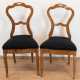 2 Louis-Philippe-Stühle, um 1860, Esche, geschwungene offene Rückenlehne mit Querstrebe, neu gepolstert und restauriert, 93x46x43 cm - фото 1