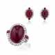 SET OF RUBY AND DIAMOND RING AND EARRINGS - photo 1