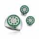 SET OF EMERALD AND DIAMOND CUFFLINKS AND RING - photo 1