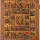 A LARGE AND FINELY PAINTED ICON SHOWING THE RESURRECTION, THE DESCENT INTO HELL, THE PASSION AND 16 MAIN FEASTS OF THE ECCLESIASTICAL YEAR - фото 1