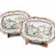A pair of Famille Rose export dishes decorated with a landscape scene - фото 1
