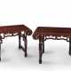 Two hongmu wood side tables - photo 1