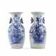 Two blu and white porcelain vases with flower and birds decorations - photo 1