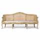 A GEORGE III WHITE-PAINTED AND PARCEL-GILT CANED SOFA - фото 1