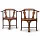 A PAIR OF CHINESE EXPORT PADOUK CORNER ARMCHAIRS - фото 1