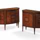 A PAIR OF GEORGE III SATINWOOD, EBONIZED, PENWORK AND MARQUETRY COMMODES - фото 1