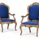 A PAIR OF NORTH ITALIAN GLASS-INSET GILTWOOD ARMCHAIRS - фото 1