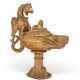 AN ITALIAN GIALLO ANTICO MARBLE AND COMPOSTION OIL LAMP - фото 1