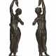 A LARGE PAIR OF FRENCH PATINATED BRONZE FIGURAL TORCHERES - фото 1