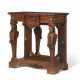 A FRENCH MALACHITE-INSET CARVED WALNUT CONSOLE TABLE - photo 1