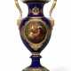 A SILVER-MOUNTED MEISSEN PORCELAIN COBALT-BLUE GROUND TWO-HANDLED VASE - фото 1