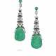 EXQUISITE CARTIER ART DECO EMERALD, ONYX AND DIAMOND EARRINGS - фото 1
