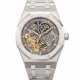 AUDEMARS PIGUET. AN ATTRACTIVE AND COVETED STAINLESS STEEL AUTOMATIC SKELETONIZED WRISTWATCH WITH SWEEP CENTRE SECONDS, DOUBLE BALANCE WHEEL AND BRACELET - Foto 1