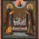 AN ICON SHOWING THE MONASTIC SAINTS ZOSIMA AND SAVATII, FOUNDERS OF THE SOLOVETSKI MONASTERY - photo 1