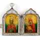 A FINE SILVER-GILT AND ENAMEL DIPTYCH SHOWING ST. ANNA OF KASIN AND THE MOTHER OF GOD 'POCHAEVSKAYA' - photo 1