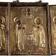 A SMALL TRIPTYCH SHOWING PATRON SAINTS WITH SILVER-GILT OKLADS - photo 1