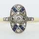 Art Déco Ring mit Saphiren und Diamanten Gelbgold… - фото 1