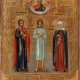 AN ICON SHOWING ST. ALEXIS, THE MAN OF GOD, ST. ADRIAN AND ST. NATALIA - Foto 1