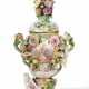 LARGE POTOURRI-VASE & BASE WITH APPLIED BLOSSOMS AND GALLANTERY - photo 1
