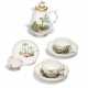PORCELAIN COFFEE POT, THREE CUPS AND SAUCERS WITH HUNTING DECORS - фото 1