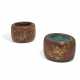 TWO WOODEN AND COPPER COAL BASINS, SO-CALLED HIBACHI WITH FLORAL DECOR - фото 1