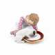 PORCELAIN FIGURINE OF A SMALL BOY WITH DOG DRINKING FROM MILK BOWL - photo 1