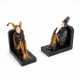 TWO BOOKENDS WITH JESTERS MADE OF STONE, BRONZE AND BONE - Foto 1