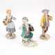 THREE FIGURINES OF CHILDREN COLLECTING FLOWERS ON ROCAILLE BASES - фото 1