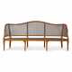 A GEORGE III-STYLE POLYCHROME-PAINTED CANED SATINWOOD SOFA - фото 1