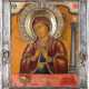 A LARGE ICON SHOWING THE MOTHER OF GOD OF 'THE SEVEN SORROWS' WITH SILVER BASMA - Foto 1