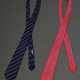 2 Hermès Seiden Krawatten: pinke und blaue "Steigbügel" (7152 FA), L. 145cm, B. 8/8,5cm, leicht fleckig - Foto 1