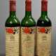 3 Flaschen 1969 Chateau Mouton Rothschild, Jean Miro, Rotwein, Bordeaux, Pauillac, 0,75l, ls- ms, durchgehend gute Kellerlagerung, Etiketten und Kapseln beschädigt - photo 1