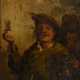 Unbekannter Künstler des 17./18Jh. "Weintrinker", in der Art von Frans Hals (1585-1666), Öl/Holz, 23x17,5cm (m.R. 26,5x21cm), Defekte der Maloberfläche, verschmutzt - Foto 1