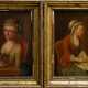 Paar Portraits eines unbekannten Künstlers des späten 18.Jh., "Mutter und Kind" und "Dame am Kaffeetisch", Öl/Holz, verso bez., 25,3x18,2/25,8x18,5cm (m.R. 33x26/32,6x26,2cm), Kratzer, Altersspuren - фото 1