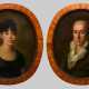 2 Portraits eines unbekannten Künstlers des 19.Jh. "Mann mit Plastron" und "Dame mit Goldohrring (Caroline Wächter)", Öl/Leinwand, verso 1x bez., 62x50,5cm (oval) (m.R. 70,5/73x62cm), div. kleine Defekte, rest. - photo 1