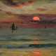 Roussel, Charles (1861-1936) "Schiffe vor der Küste im Sonnenuntergang", Öl/Leinwand, u.l. sign., niederländische Wellenleiste (leicht berieben), 16,4x22,5cm (m.R. 30x35,5cm) - photo 1