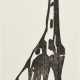 Theuerjahr, Heinz (1913-1991) "Giraffe", Holzschnitt, auf Papier montiert, u. sign., BM 19x8,5cm (30x21cm), leicht fleckig - фото 1